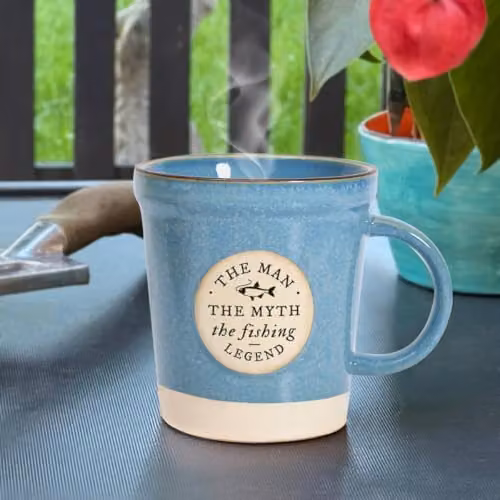 History and Heraldry Personalised Fishing Ceramic Plant Pot Style Mug in Orange, Blue and Multicolour – 3