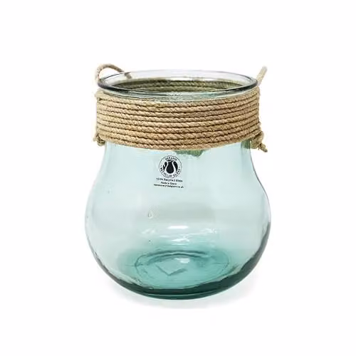 Verano Spanish Ceramics Decorative Hanging Glass Jar in Transparent, Height: 20 cm – 2