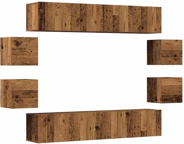 Berkfield Home Modern Wall Mounted TV Cabinet Set in Brown Old Wood Finish