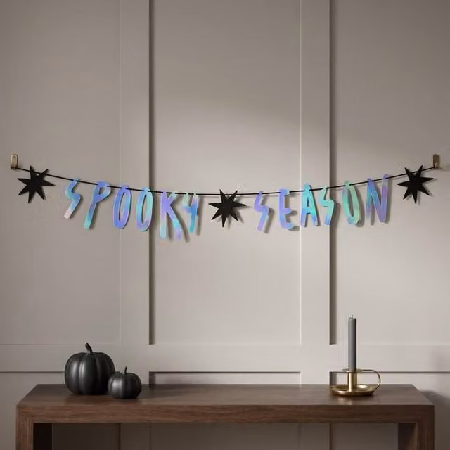 Garden Greatness Multicolour Holographic Foil Spooky Halloween Pennant Bunting