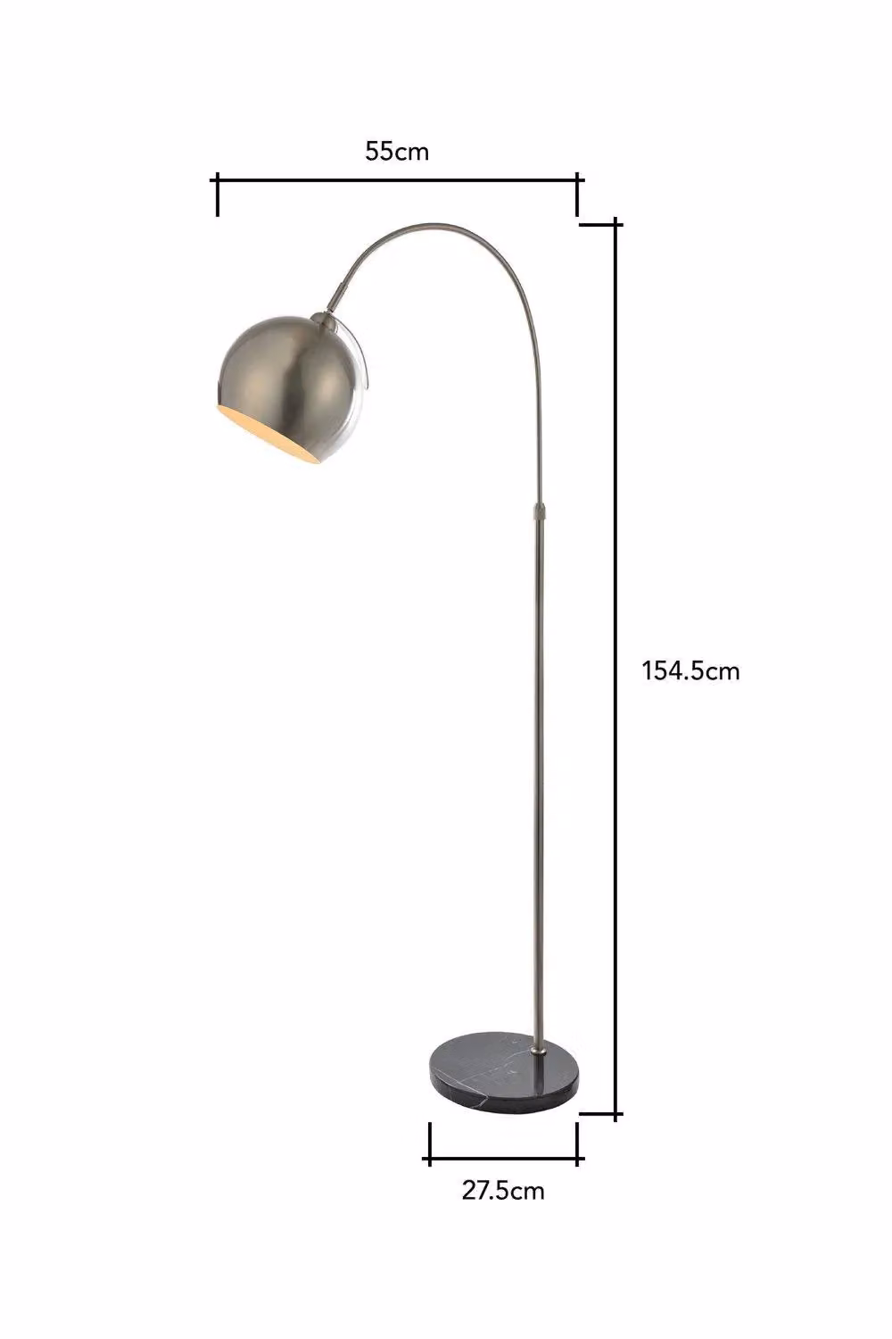 BHS Lighting Benson Modern Curved Metal Floor Lamp in Silver, H 154.5 cm x W 55 cm x D 27.5 cm – 3