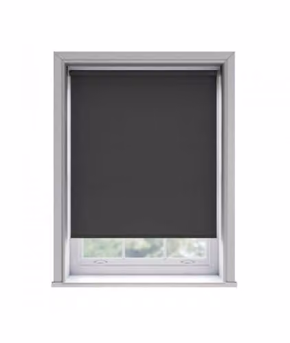 New Edge Blinds Black Thermal Blackout Roller Blind, Adhesive No Drill, W: 160 cm, H: 170 cm