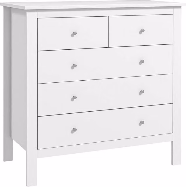 ERGOVEXA Modern 5 Drawer Storage Chest of Drawers in White