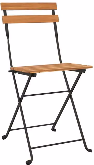 Berkfield Home Beautiful Set of 8 Folding Bistro Chairs in Brown Solid Teak Wood and Steel – 1
