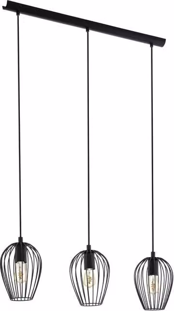Eglo Newtown Vintage 3-Light Suspended Pendant Light in Black Metal – 1