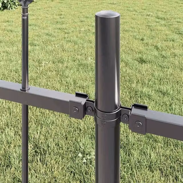 Berkfield Home Grey Steel Garden Fence with Spear Top, W: 12 m, H: 1.7 m
