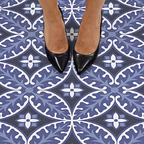 FloorPops FP3309 Capri Self-Adhesive Floral Peel and Stick Floor Tiles, Multicolour and Purple – 5