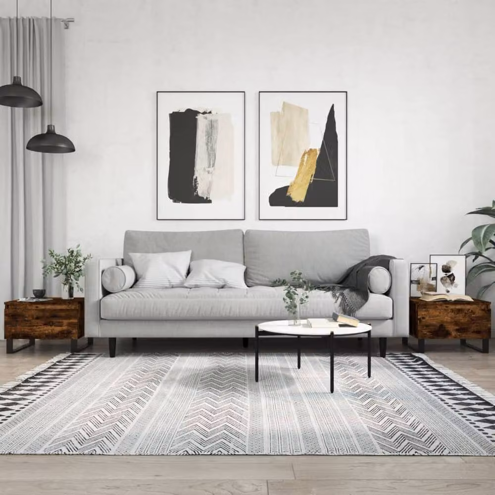 Berkfield Home Modern Nested Coffee Table Set of 2 in Smoked Oak Brown, W/D/H: 50 x 46 x 35 cm – 2