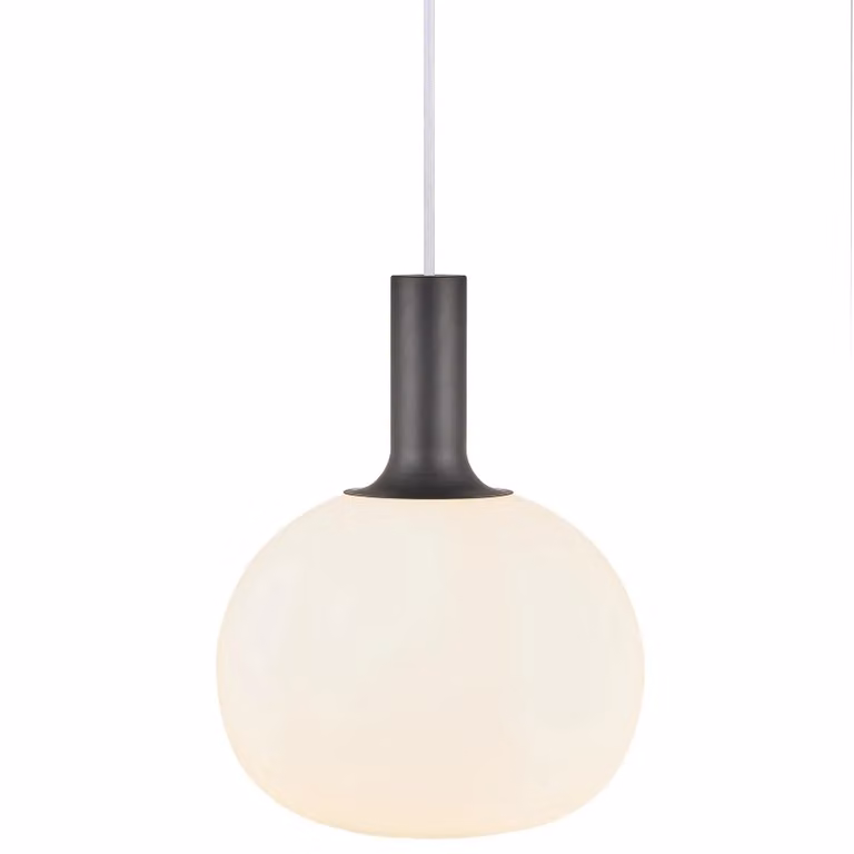 Nordlux Alton Modern Round Pendant Light in White Glass for Dining Rooms, E27, Diameter: 25 cm