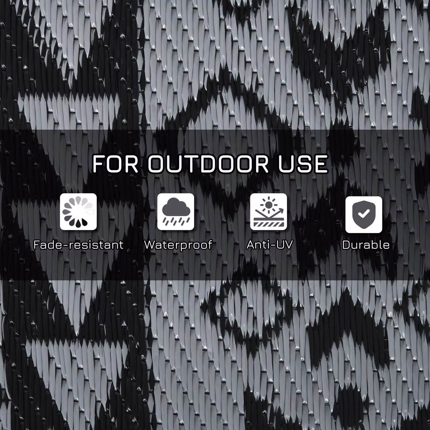 Outsunny Reversible RV Outdoor Rug in Black and Grey, W/D: 182 x 274 cm – 4