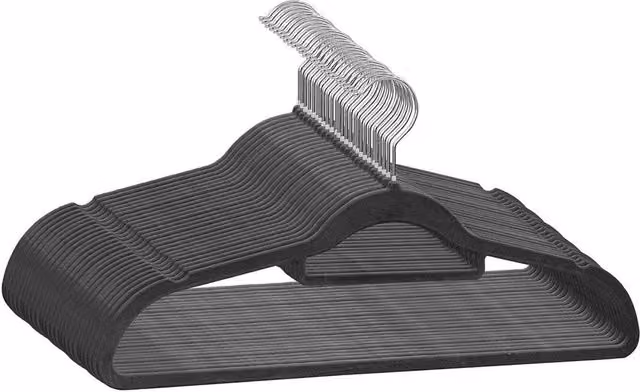 NESTLUNE 30 Pack Black Non Slip Velvet Flocked Clothes Hangers – 1