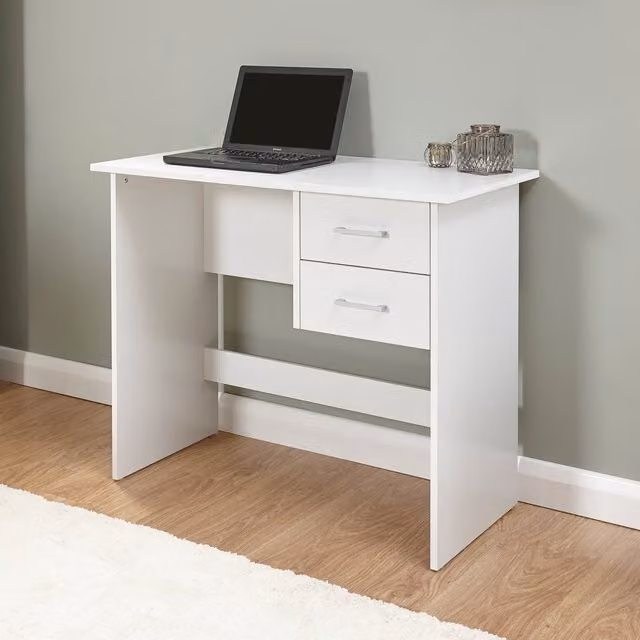 GFW Panama Modern White 2 Drawer Writing Desk