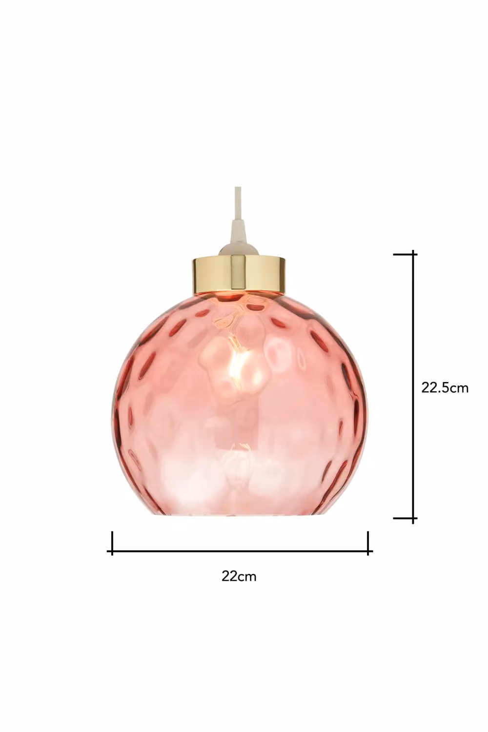 BHS Lighting Deana Pink Dimpled Glass Sphere Easy Fit Light Shade – 2
