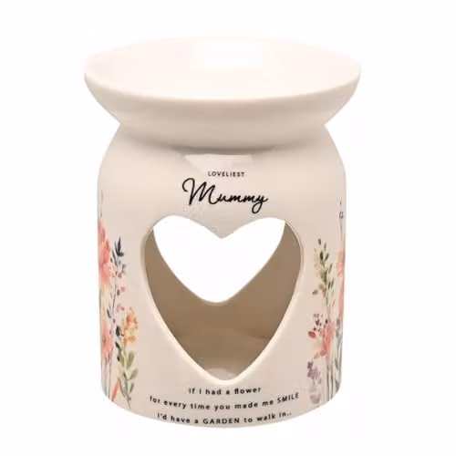 Widdop and Co Ceramic Floral Wax Melt Burner with Sentiment Wording in Multicolour and White – 1