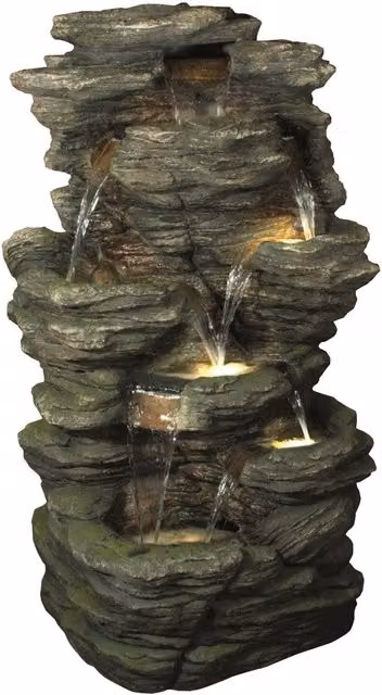 Tranquility Solar Powered Grey Slate Stone Cascade Water Feature