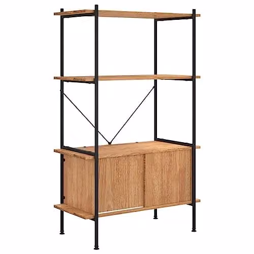 vidaXL 4-Tier Modern Shelving Unit and Bookcase in Black and Brown, W/D/H: 80 x 40 x 130 cm