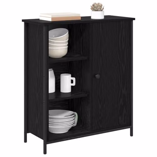 vidaXL Modern Black Sideboard in Black Oak, W/D/H: 70 x 30 x 80 cm – 1