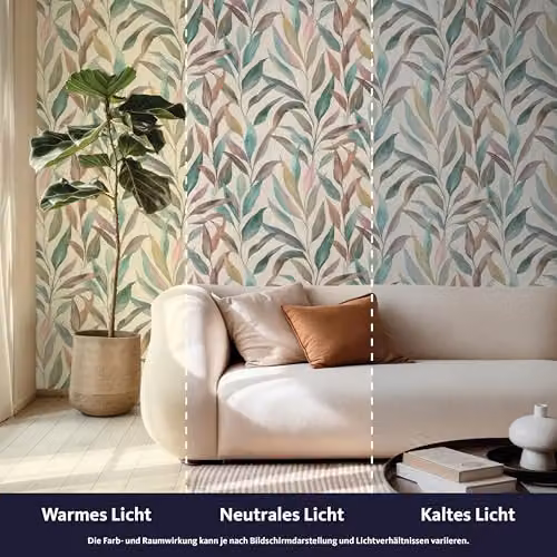 Rasch Fiesta Self-Adhesive Non-Woven Wallpaper with Multicolour Blue, Turquoise and Beige Botanical Floral Scandinavian Pattern – 4