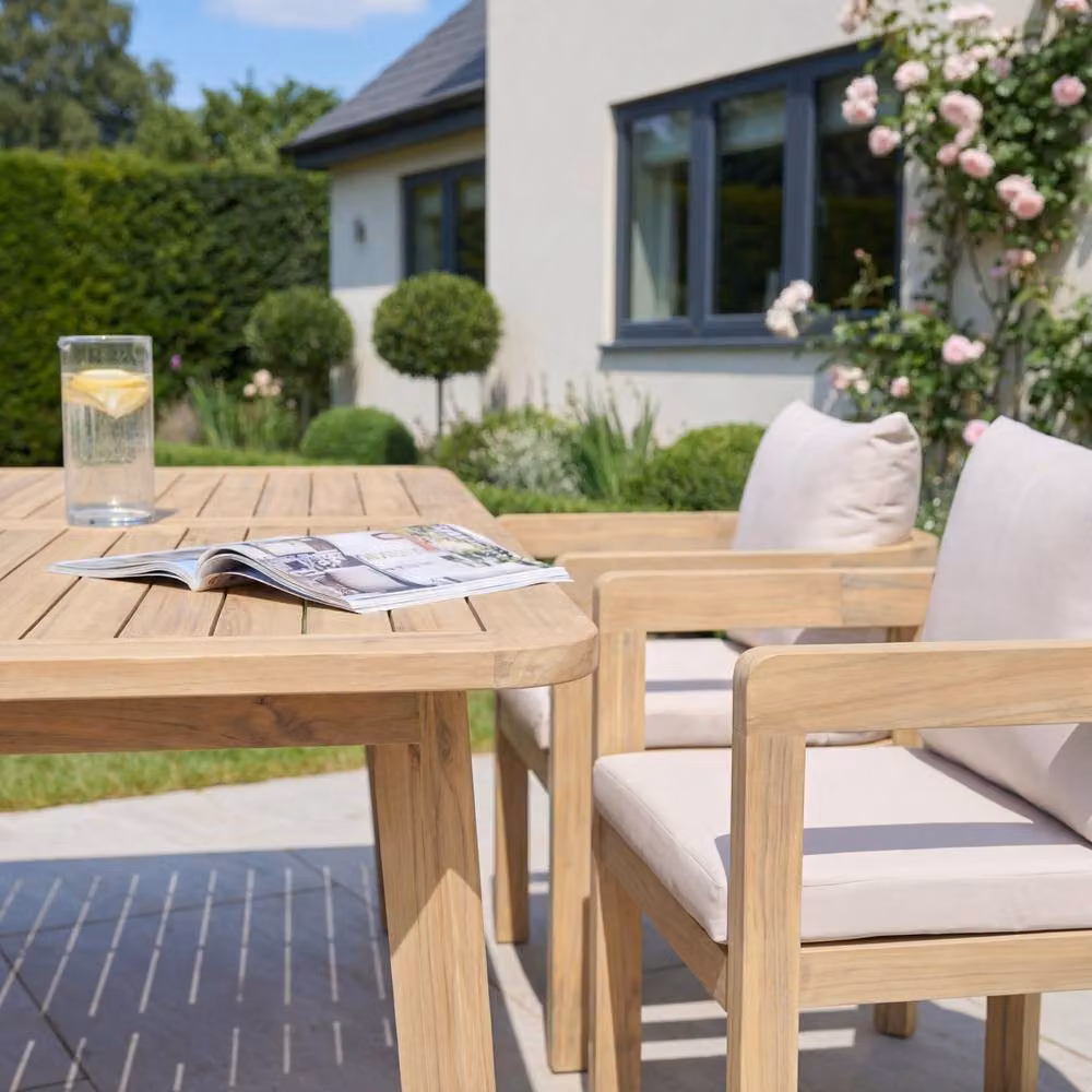 Artemis Home Sundrift 4 Seater Garden Dining Set in Beige, Made from Treated Acacia Wood – 3