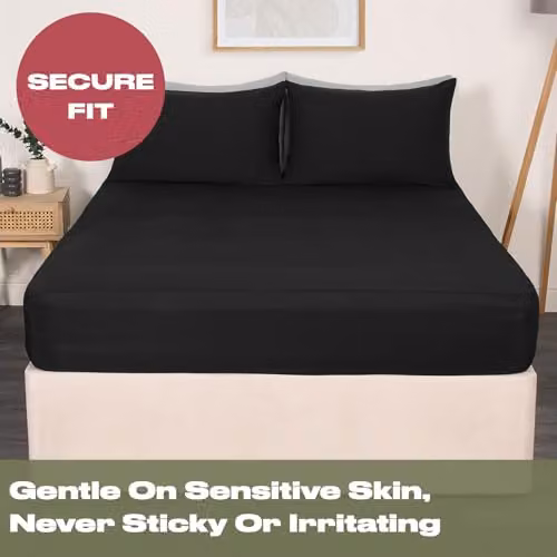 OHS Plain Black Microfibre Super King Deep Fitted Bed Sheet – 2