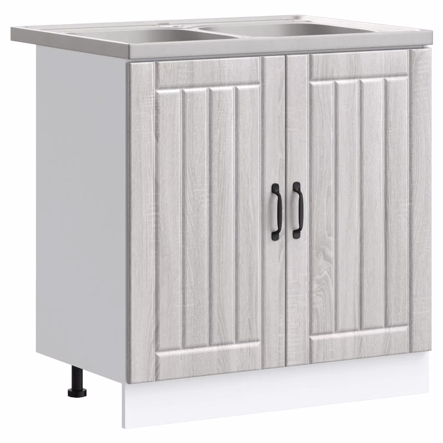 Berkfield Home Lucca Modern Freestanding Kitchen Sink Unit in Grey and Multicolour Matt MDF Wood with Hinged Doors