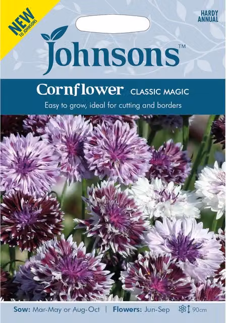 Johnsons Cornflower Classic Magic Multicolour Ornamental Flower Seeds