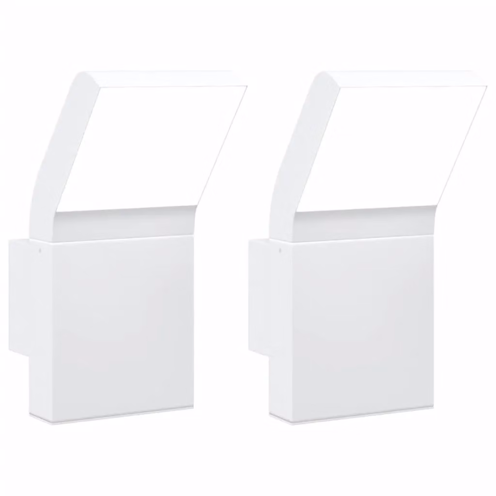 Berkfield Home Set of 2 White Modern LED Outdoor Wall Lights in Die-cast Aluminium – 2