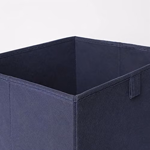 OHS Set of 2 Blue Fabric Collapsible Storage Boxes with Handles, W/D/H: 27.0 x 27.0 x 27.0 cm – 4