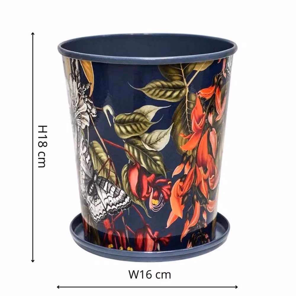 Lemon Pavilion Kew Temperate House Planter with Saucer, Blue, W: 16 cm, D: 16 cm, H: 18 cm – 6