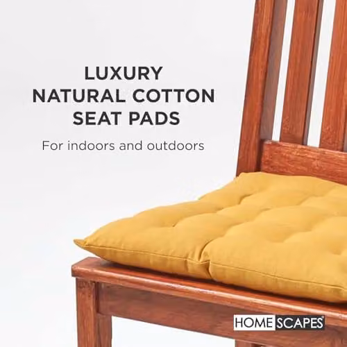 Homescapes Cotton Seat Pad in Yellow, W/D/H: 40 x 40 x 4 cm – 4