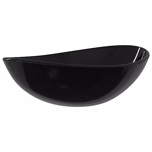 vidaXL Oval Tempered Glass Countertop Basin in Black, W: 54.5 cm, D: 35 cm, H: 15.5 cm – 1
