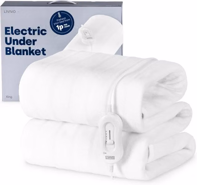 LIVIVO White Electric Under Blanket, King Size, W: 165 cm, D: 137 cm – 1