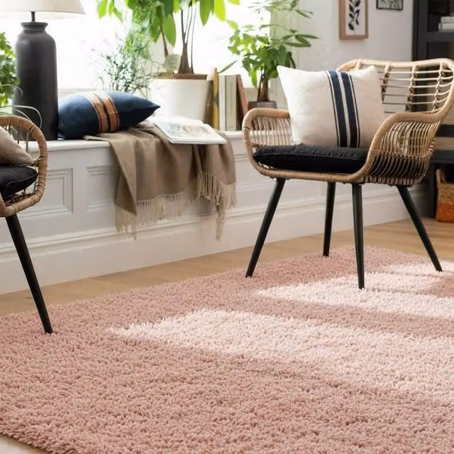 Kukoon Blush Pink Shaggy Rug, Soft Plush Pile Rectangular Carpet, W: 160 cm, L: 230 cm