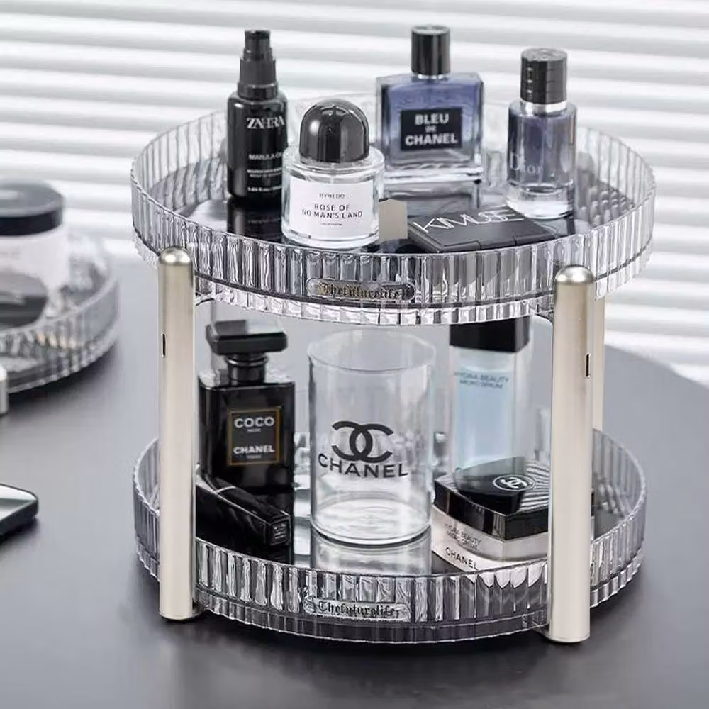 Living and Home 2-tier Round Rotating Spice Rack Storage Organizer in Clear Acrylic – 4