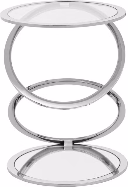 Orsina Modern Round Glass End Table with Gold and Silver Metallic Frame