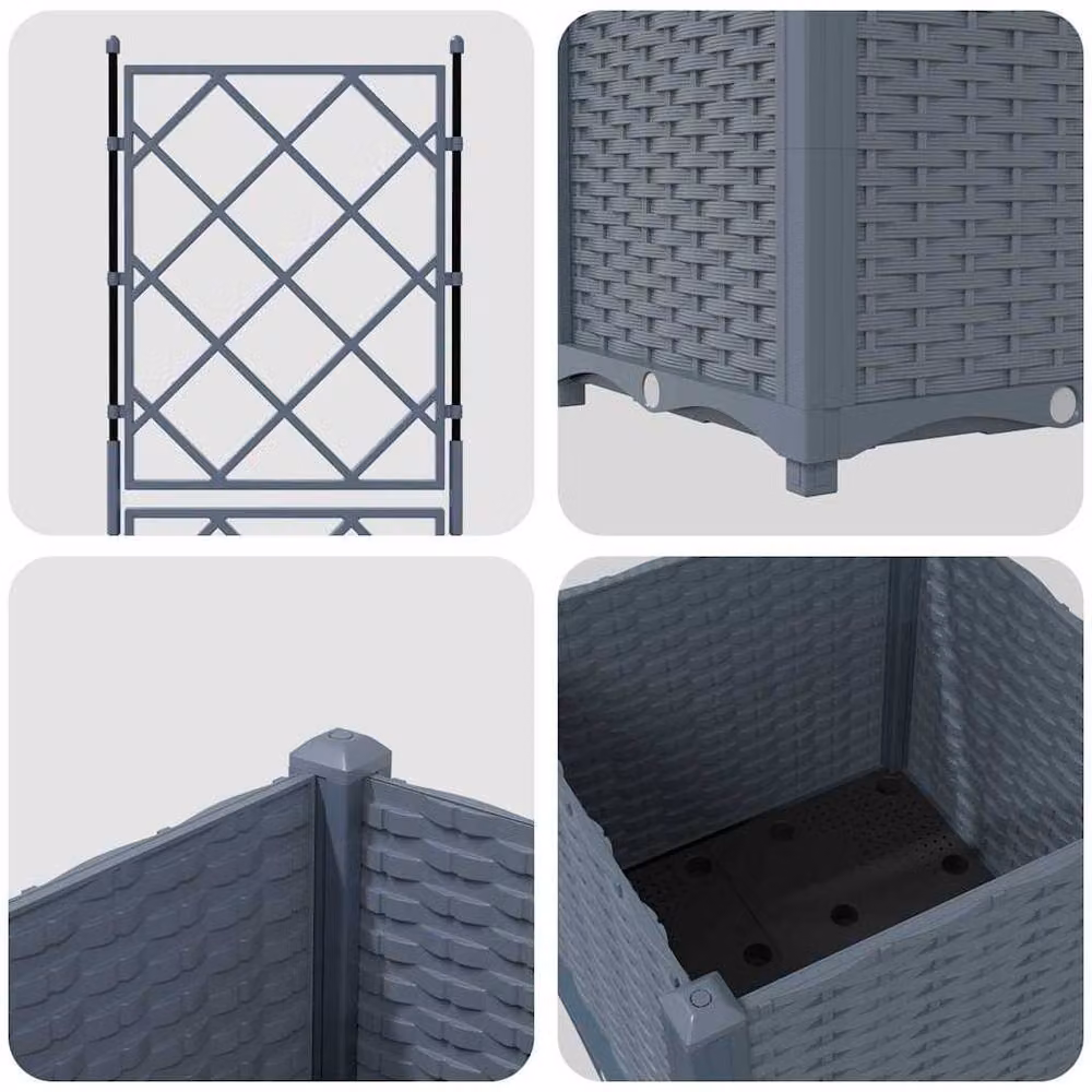 Berkfield Home Garden Planter with Trellis in Grey, W/D/H: 40 x 40 x 143 cm – 5