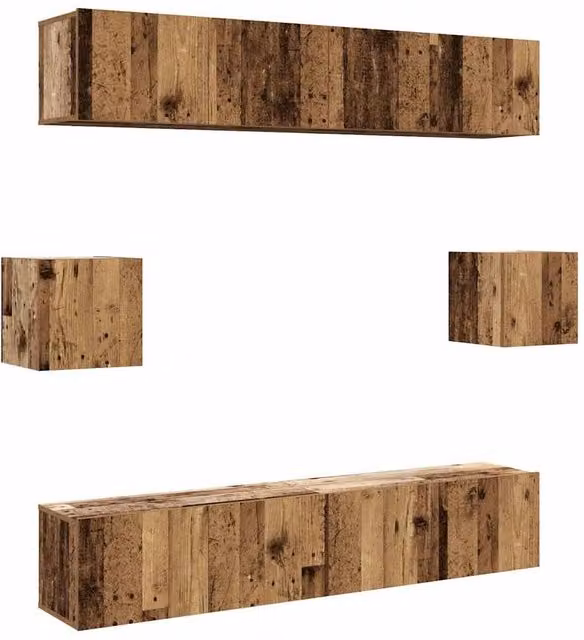 Berkfield Home 6 Piece Wall-mounted TV Cabinet Set in Brown Matt Engineered Wood – 1