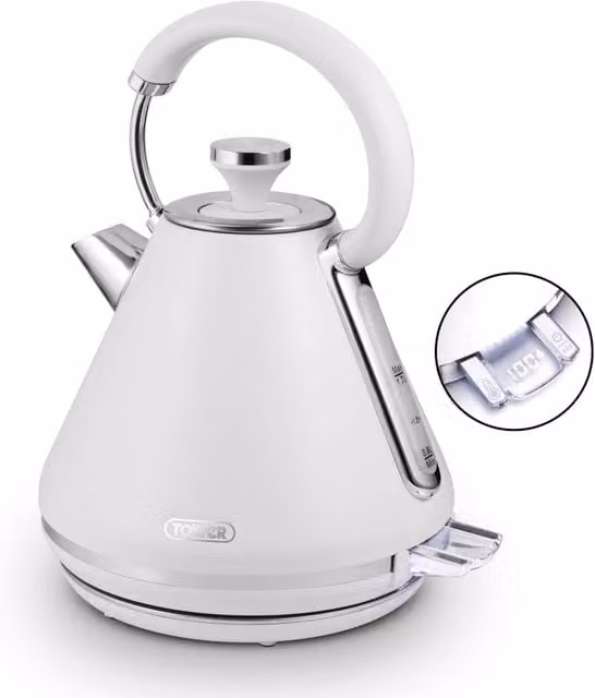 Tower Mirage 1.7L Variable Temperature Kettle in Black and White with Chrome Trim