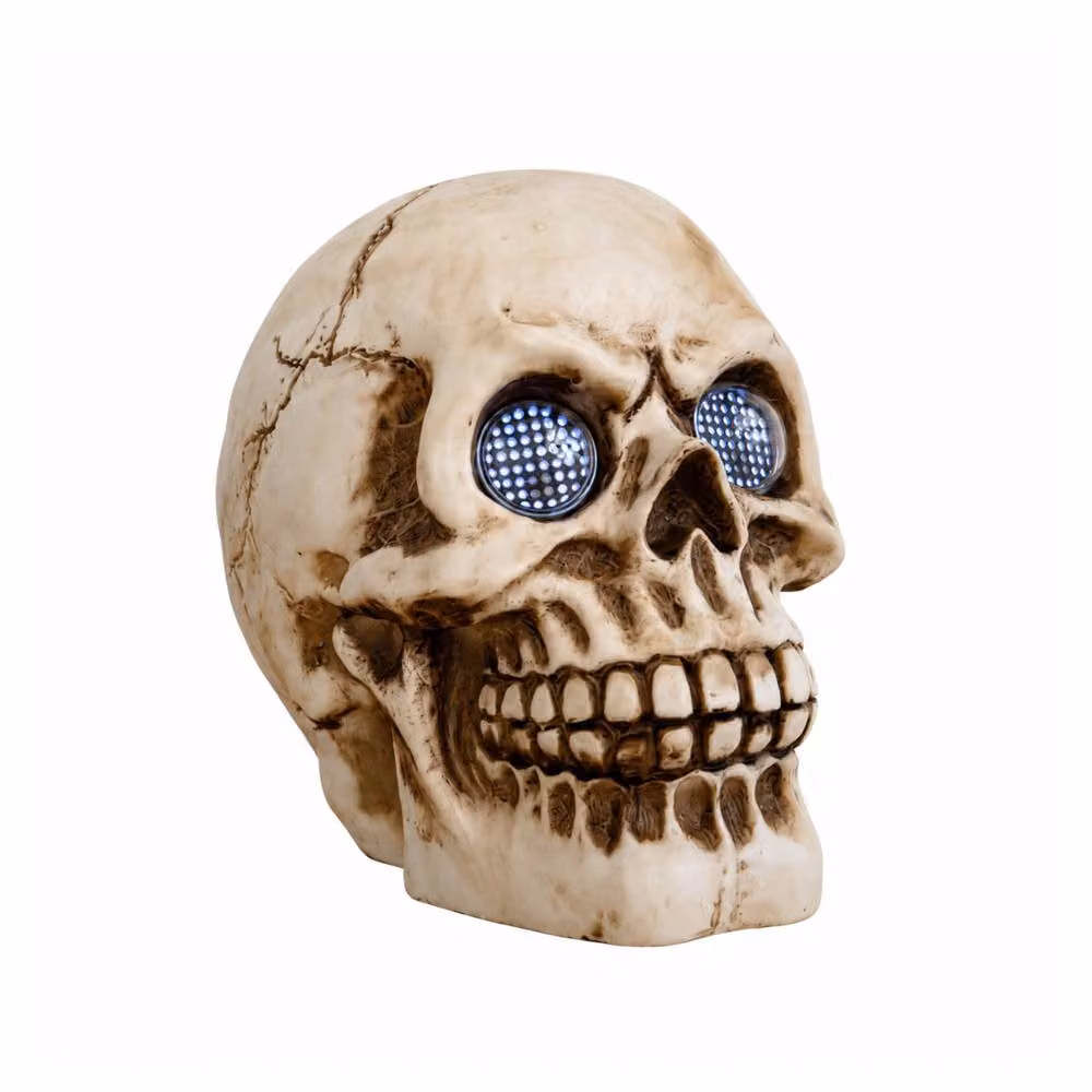 Samuel Alexander Beige Battery Powered Light Up Blinking Skull Halloween Tabletop Decoration, Height: 21 cm – 3