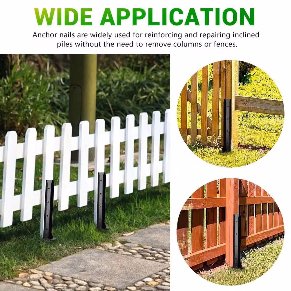 NESTLUNE Steel Fence Post Anchor Repair Kit in Black, H: 120 cm, W: 300 cm – 3