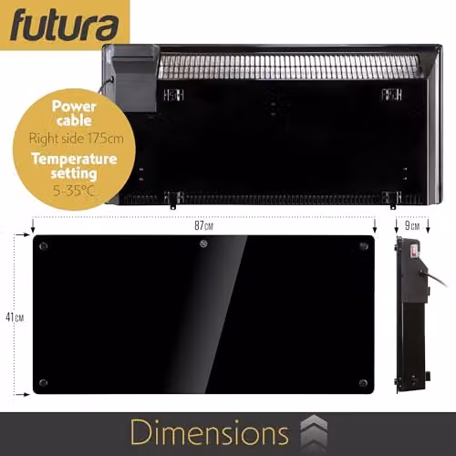 Futura 2000W WiFi Smart Glass Panel Convector Heater, Black, Wall Mounted or Freestanding – 5