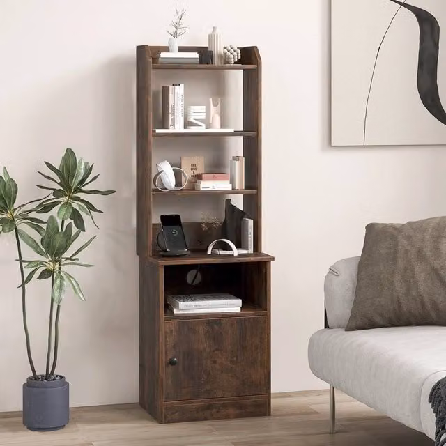 KORVIXA 6-Tier Bedside Table Storage Cabinet in Brown