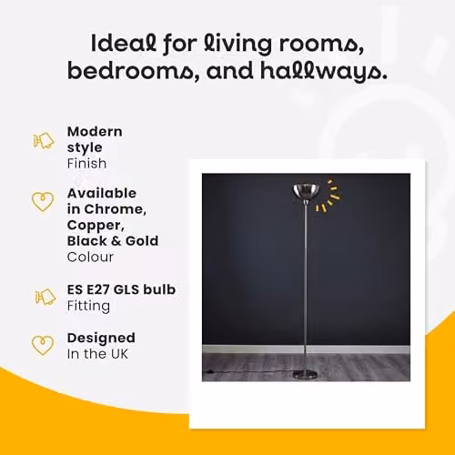 MiniSun Modern Gold Dome Uplighter Floor Lamp – 2