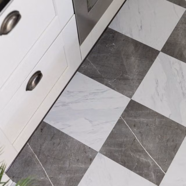 Floor Pops Bonneville Marble Grey Self-adhesive Vinyl Floor Tiles, W/D: 30.48 x 30.48 cm