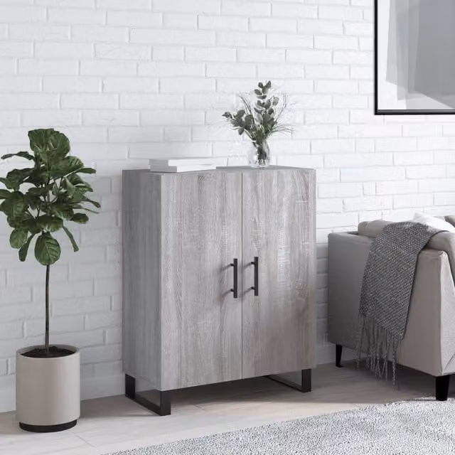 Berkfield Home Grey Sonoma Sideboard, W: 69.5 cm, D: 34 cm, H: 90 cm