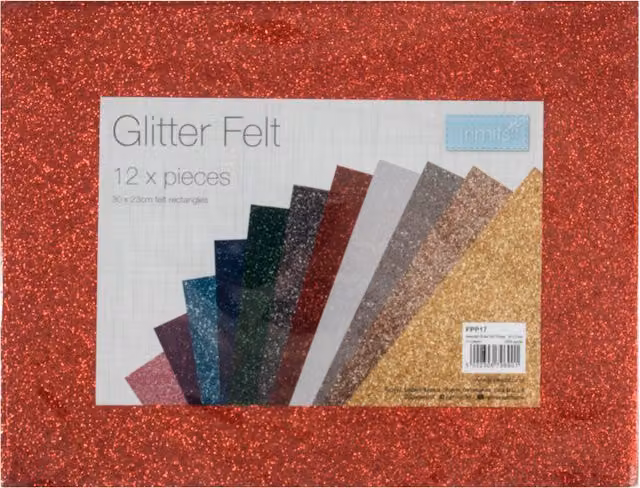 Trimits Glitter Acrylic Crafting Felt Pack in Multicolour and White