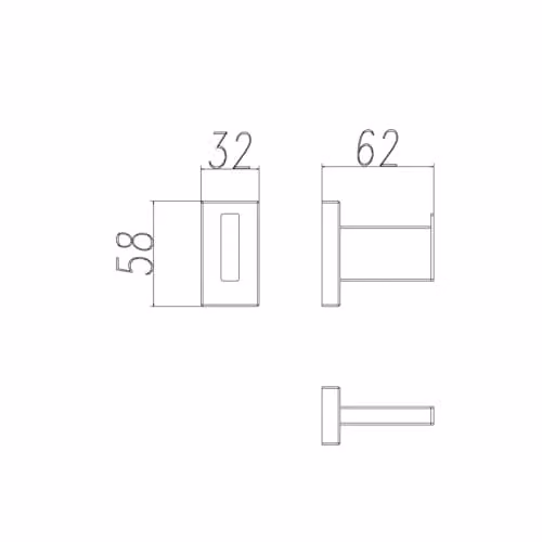 Nes Home Modern Brass Square Wall Mounted Robe Hook in Chrome Silver