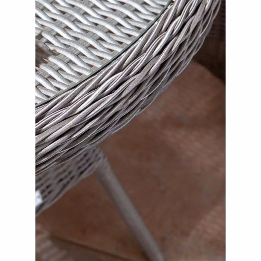 Cheshire 2 Seater Natural Stone Rattan Weave Garden Bistro Set in Grey – 2