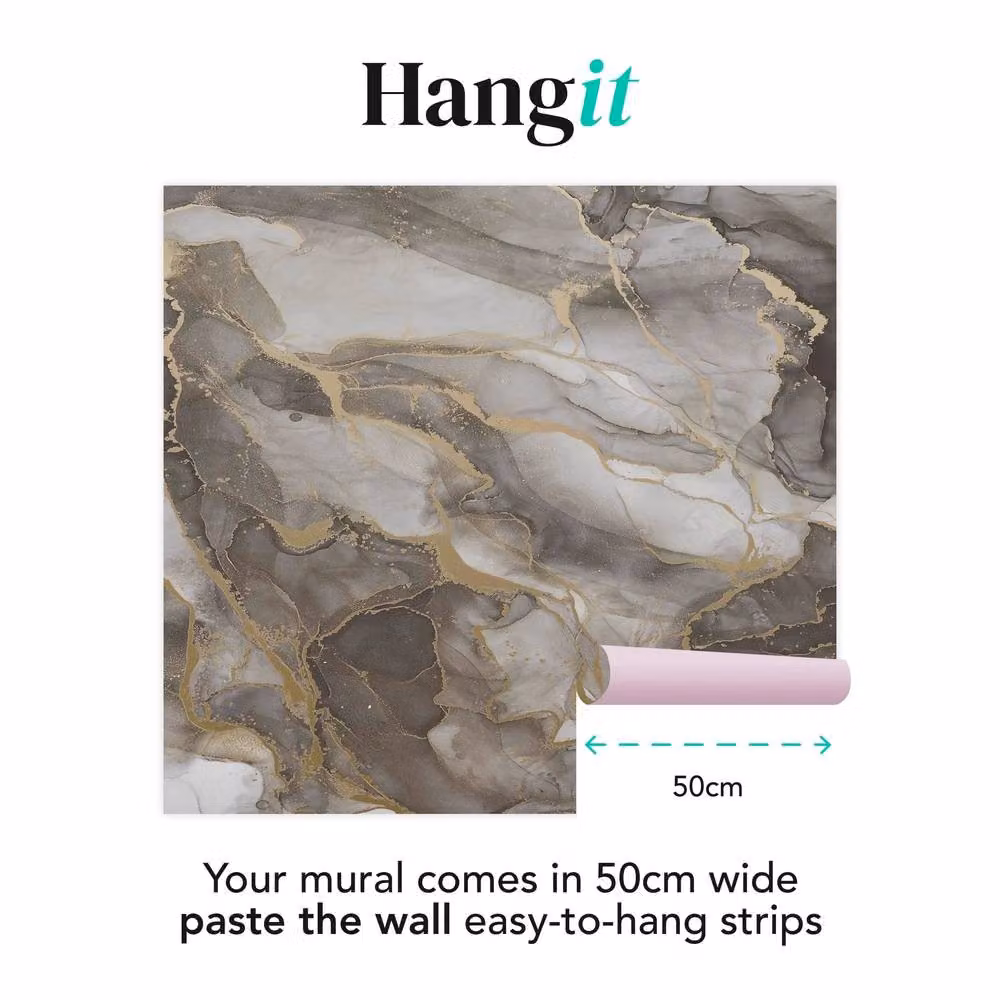 Superfresco Easy Marble White Gold Abstract Mural Wallpaper, W: 300 cm, H: 280 cm – 2