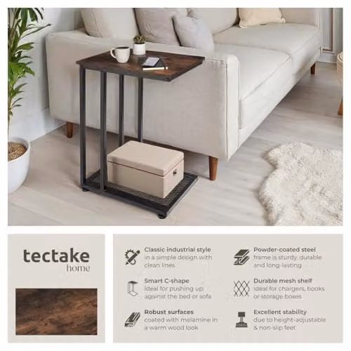 tectake Industrial Style Bedside Table in Brown and Black, W/D/H: 48 x 35 x 66 cm – 3